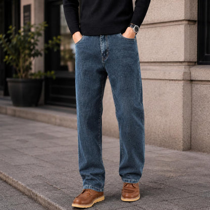 Men's Baggy Jeans Stretch Denim Relaxed Wide Leg Pants