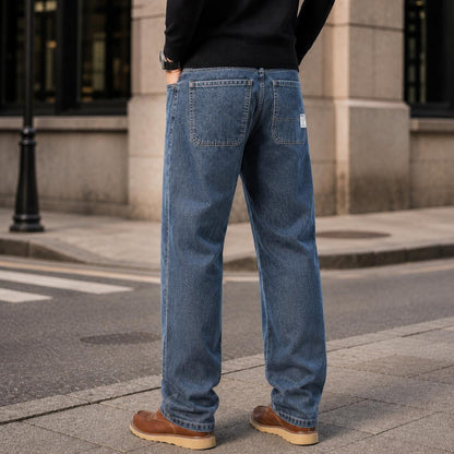 Men's Baggy Jeans Stretch Denim Relaxed Wide Leg Pants