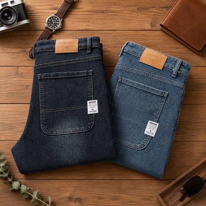 Men's Baggy Jeans Stretch Denim Relaxed Wide Leg Pants